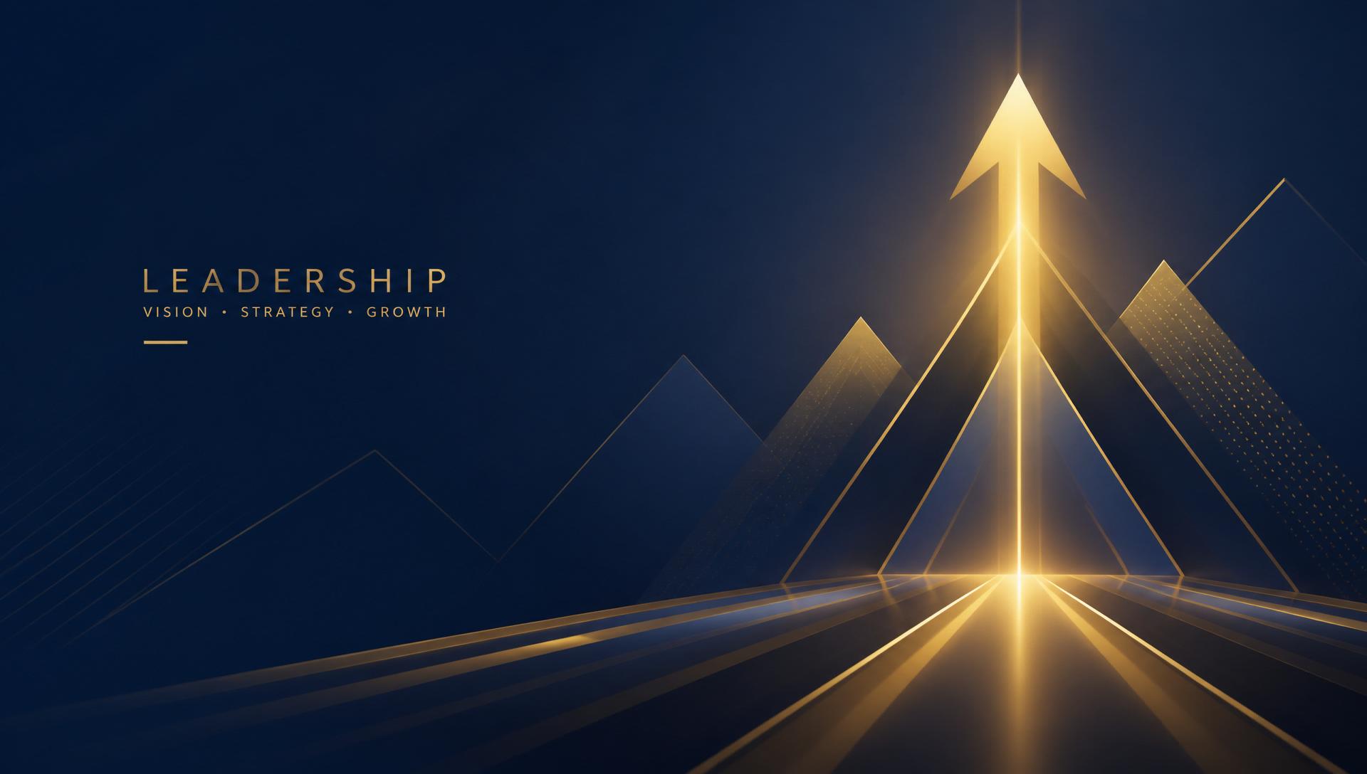 Abstract leadership concept with navy and gold tones